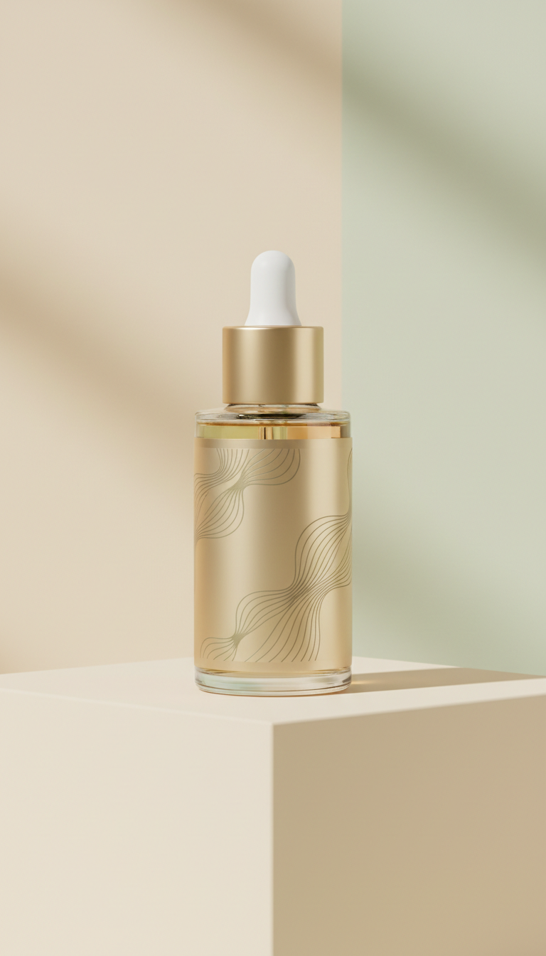Serum Bottle Highlighting Gold Label