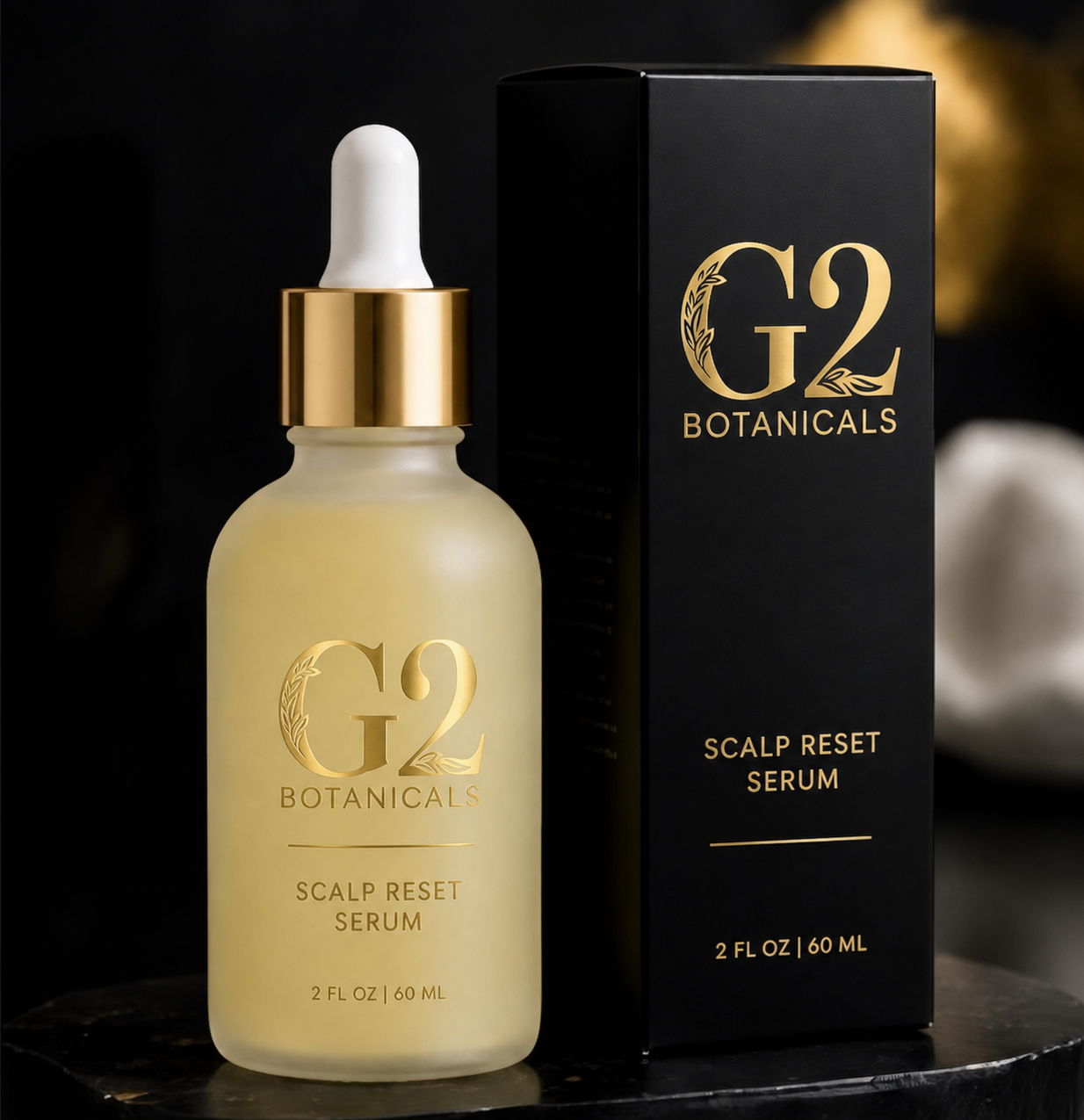 G2 Botanicals luxury scalp serum pre-launch packaging preview